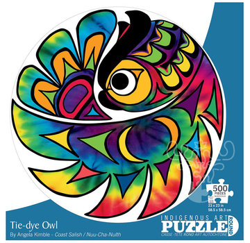 Canadian Art Prints Indigenous Collection: Tie-Dye Owl Round Puzzle 500pcs