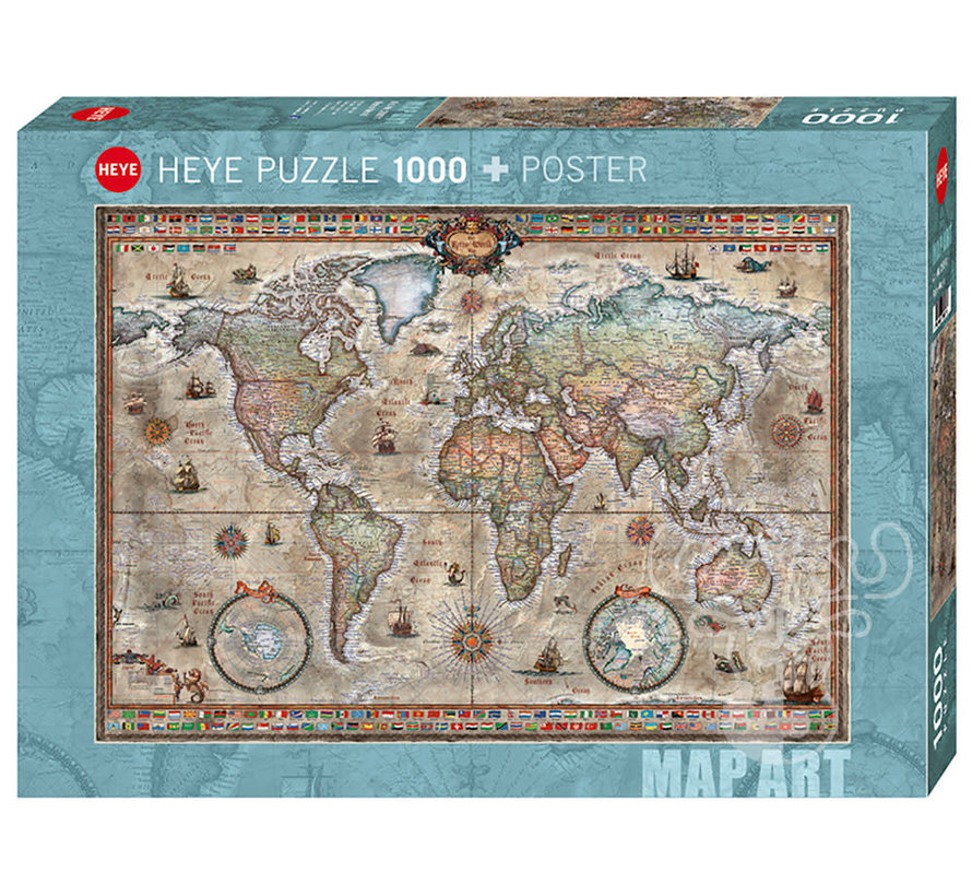 Heye Map Art Retro World Puzzle 1000pcs