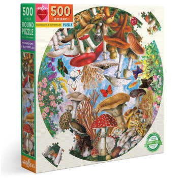 EeBoo FINAL SALE eeBoo Mushrooms and Butterflies Round Puzzle 500pcs