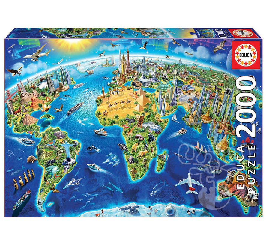 Educa World Landmarks Globe Puzzle 2000pcs