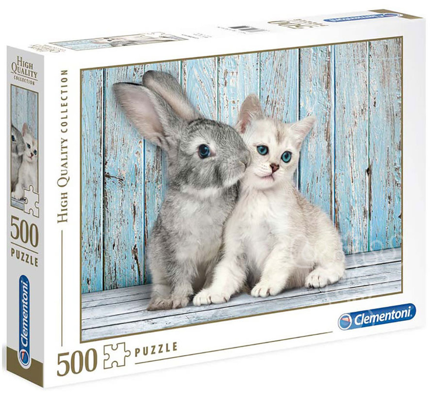 FINAL SALE Clementoni Cat & Bunny Puzzle 500pcs - ORIGINAL BOX SIZE