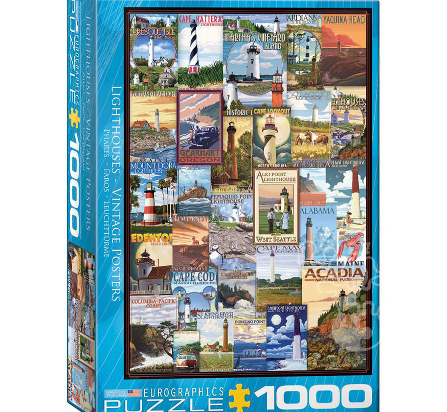 Eurographics Vintage: Lighthouses Vintage Posters Puzzle 1000pcs