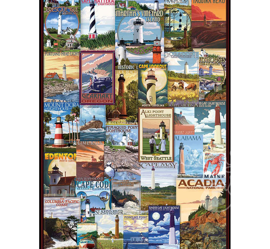 Eurographics Vintage: Lighthouses Vintage Posters Puzzle 1000pcs