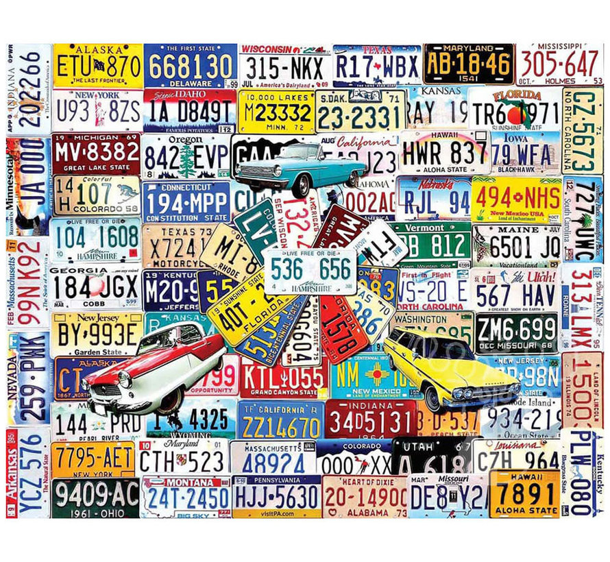 White Mountain License Plates Puzzle 1000pcs RETIRED