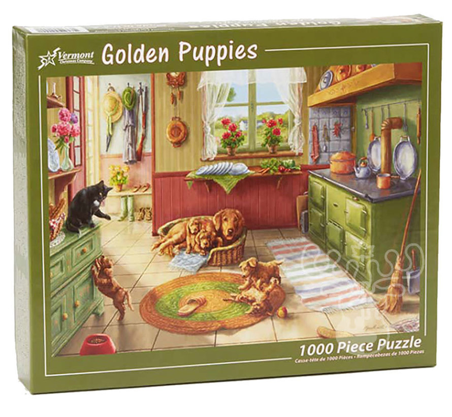 Vermont Christmas Co. Golden Puppies Puzzle 1000pcs