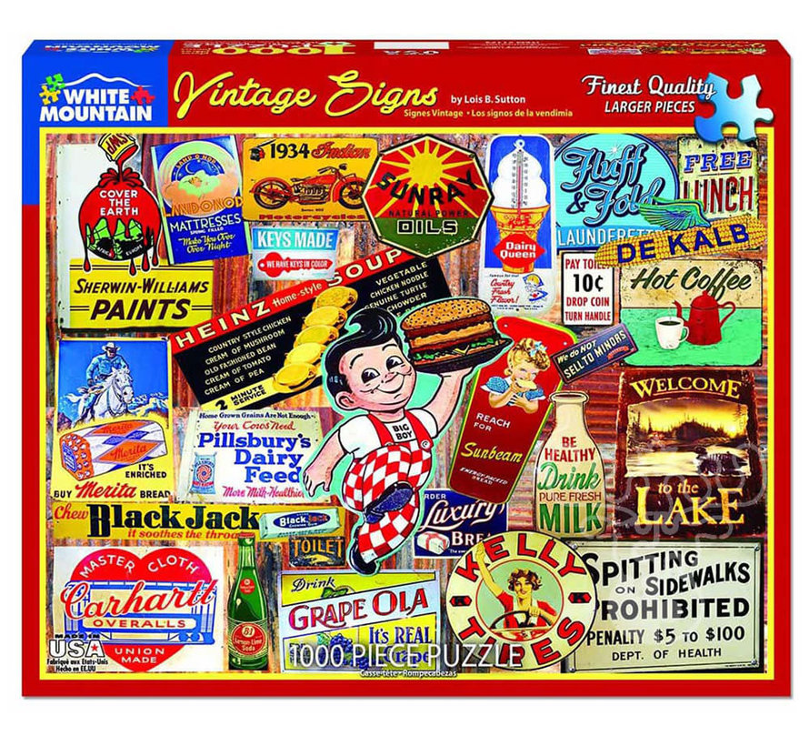 White Mountain Vintage Signs Puzzle 1000pcs