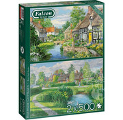 Falcon Falcon Riverside Cottages Puzzle 2 x 500pcs - ORIGINAL BOX SIZE