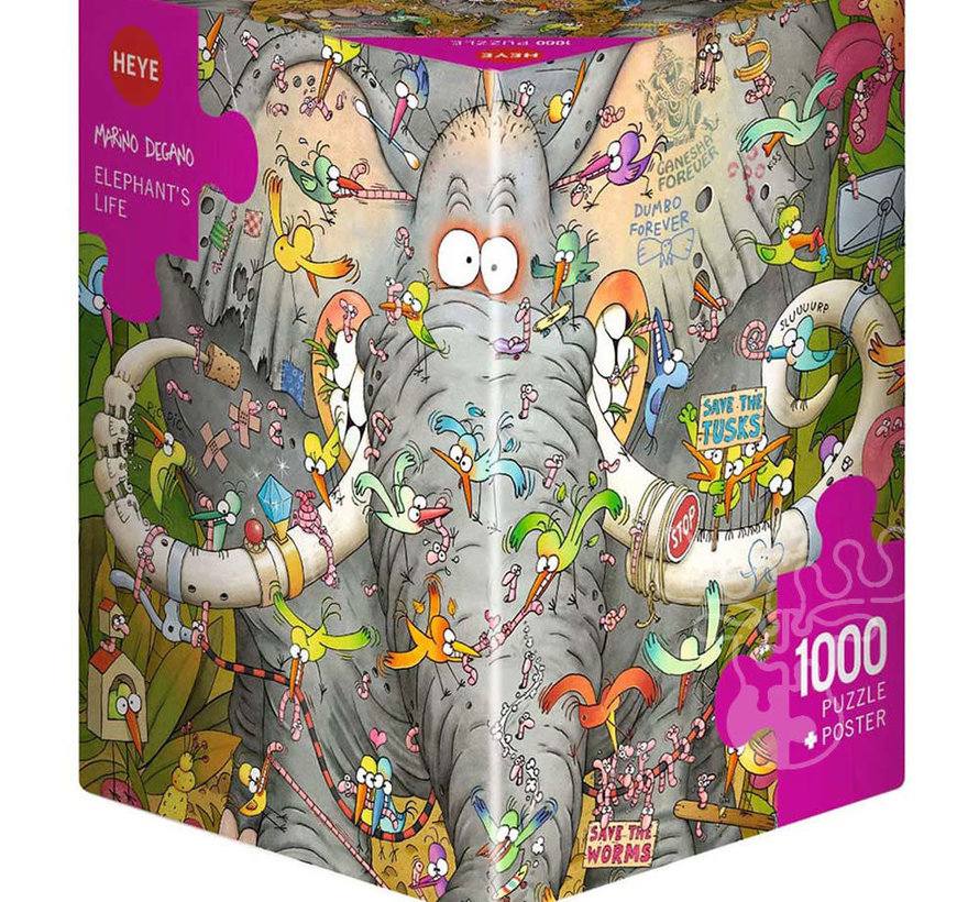 Heye Elephant's Life Puzzle 1000pcs Triangle Box