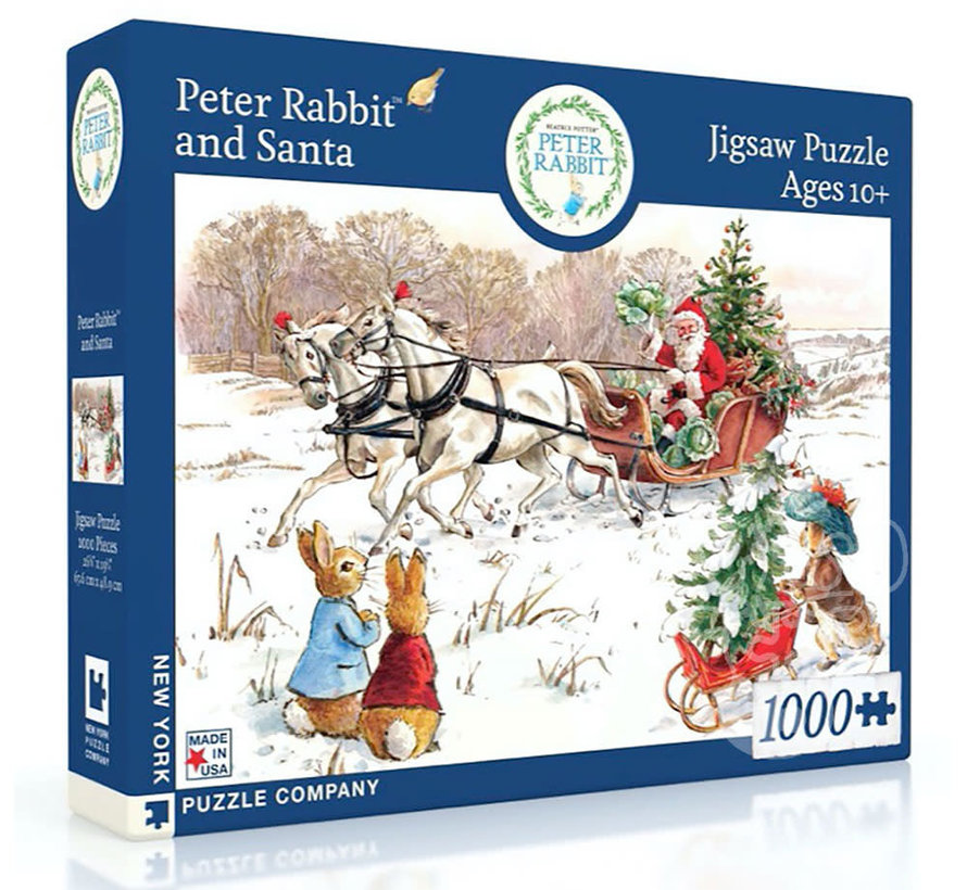 New York Puzzle Co. Peter Rabbit: Peter Rabbit and Santa Puzzle 1000pcs