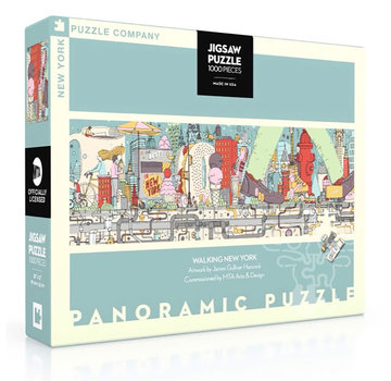 New York Puzzle Company New York Puzzle Co. MTA: Walking New York Panoramic Puzzle 1000pcs