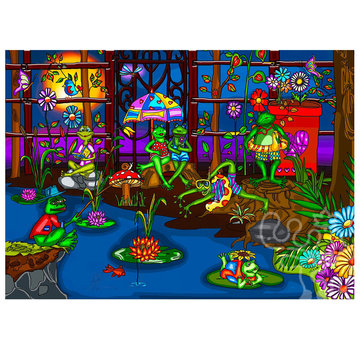 JaCaRou Puzzles JaCaRou Frog's Summer Camp Puzzle 1000pcs