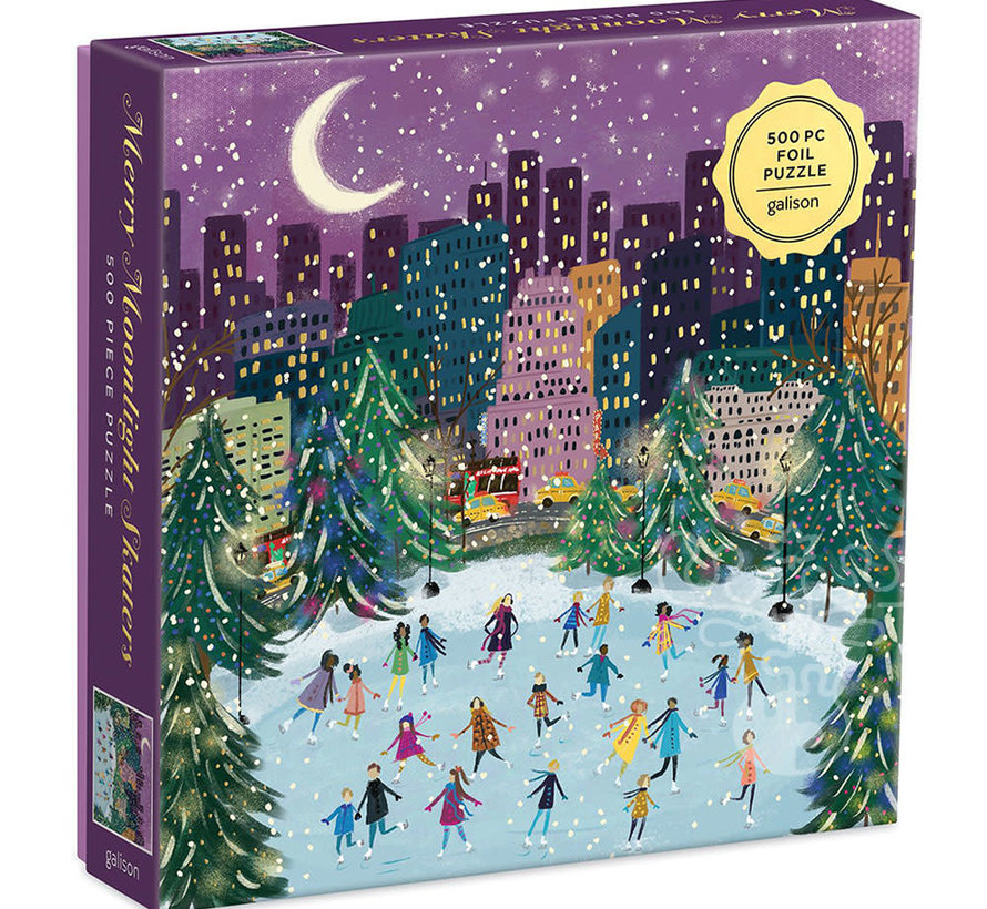 Galison Merry Moonlight Skaters Foil Puzzle 500pcs Puzzles Canada