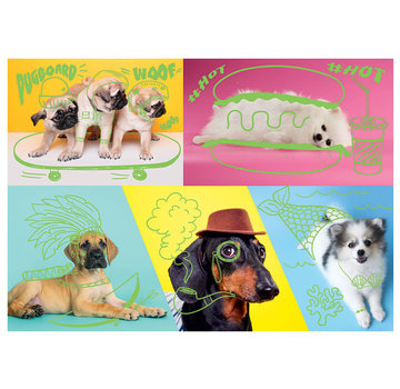 Trefl Trefl Neon Color Line: Far Out Dogs Puzzle 1000pcs