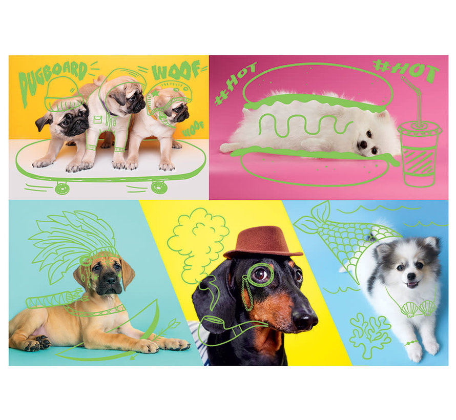 FINAL SALE Trefl Neon Color Line: Far Out Dogs Puzzle 1000pcs