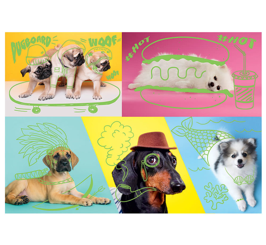 Trefl Neon Color Line: Far Out Dogs Puzzle 1000pcs