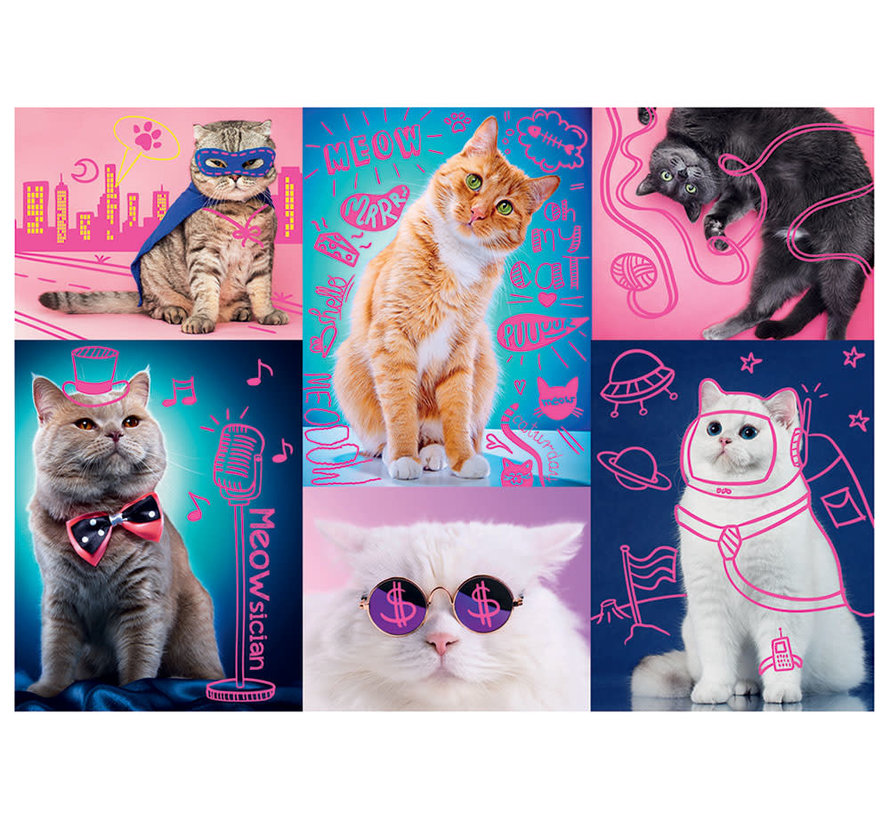 Trefl Neon Color Line: Super Cats Puzzle 1000pcs