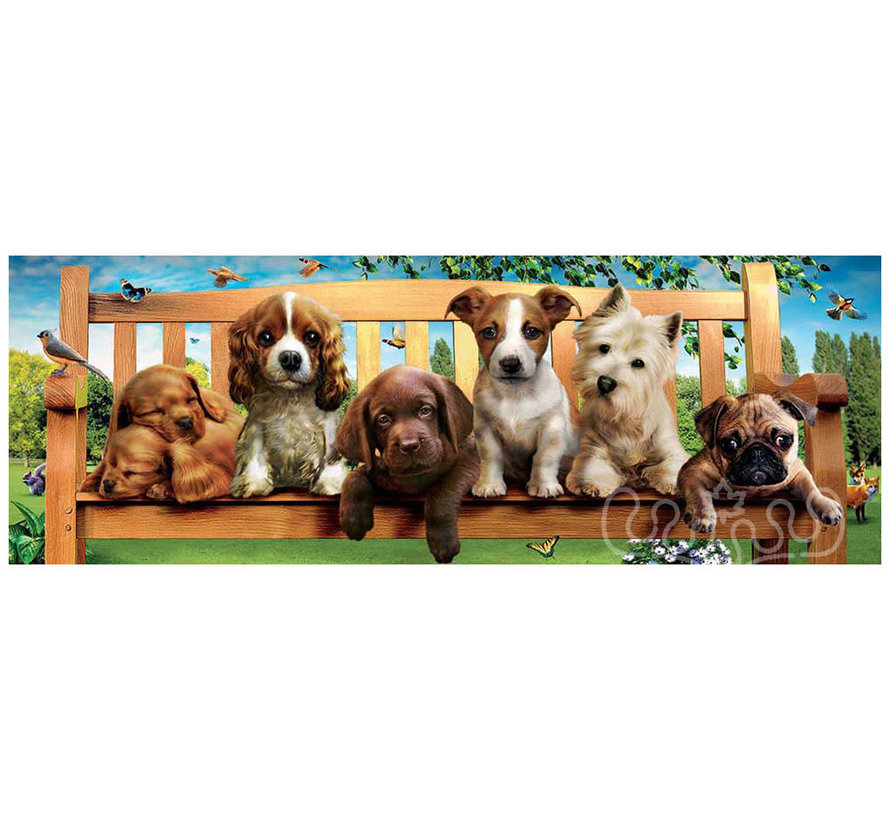 Educa Puppies on the Bench Panorama Puzzle 1000pcs