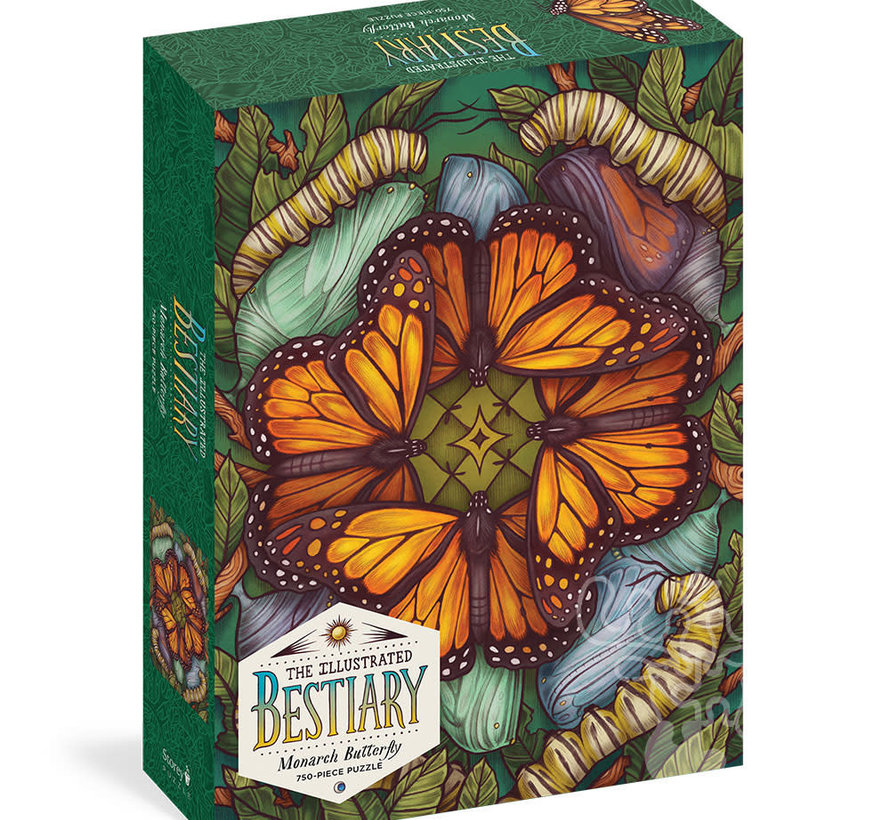 FINAL SALE Storey The Illustrated Bestiary: Monarch Butterfly Puzzle 750pcs