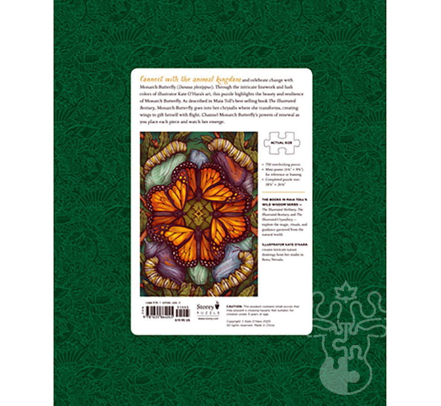FINAL SALE Storey The Illustrated Bestiary: Monarch Butterfly Puzzle 750pcs