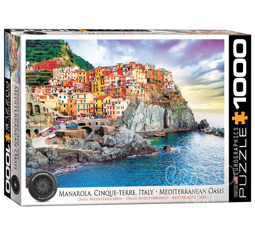 Eurographics HDR Photography: Mediterranean Oasis Manarola, Cinque Terre Italy Puzzle 1000pcs