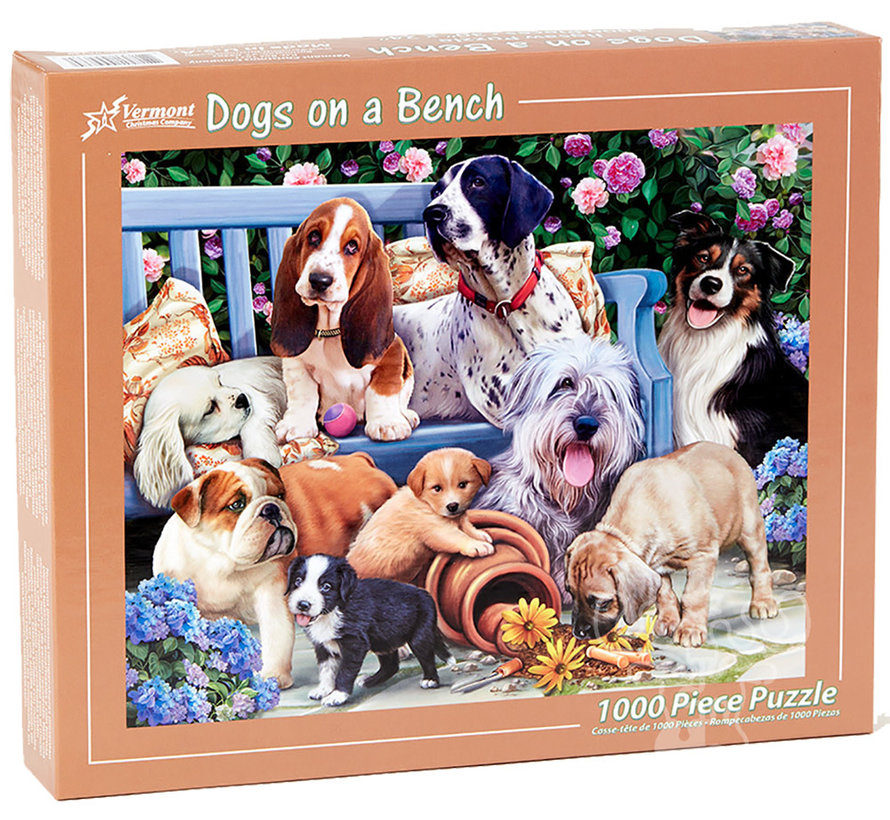 Vermont Christmas Co. Dogs on a Bench Puzzle 1000pcs