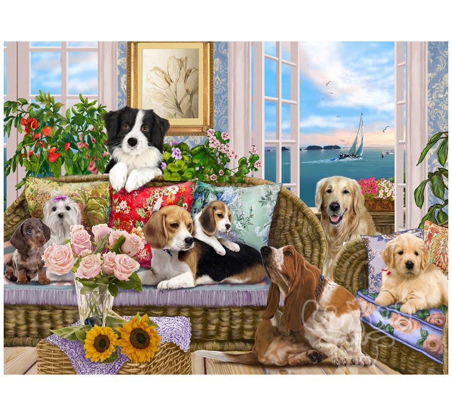 Vermont Christmas Co. Dogs on the Sofa Puzzle 550pcs