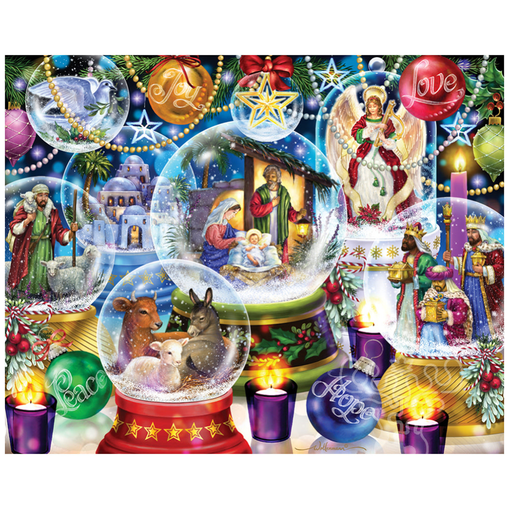 Vermont Christmas Co. Nativity Snow Globes Puzzle 1000pcs Puzzles Canada