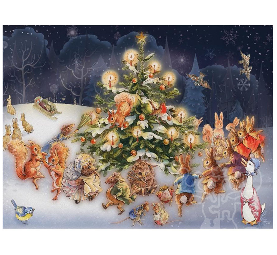 New York Puzzle Co. Peter Rabbit: Around the Christmas Tree Puzzle 500pcs