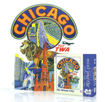 New York Puzzle Company New York Puzzle Co. American Airlines: The Windy City Mini Puzzle 100pcs