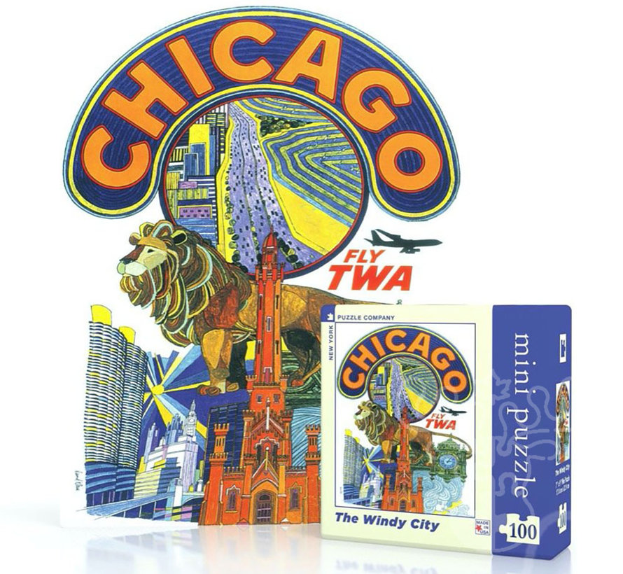 New York Puzzle Co. American Airlines: The Windy City Mini Puzzle 100pcs