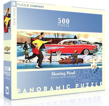 New York Puzzle Company New York Puzzle Co. General Motors: Skating Pond Panoramic Puzzle 500pcs