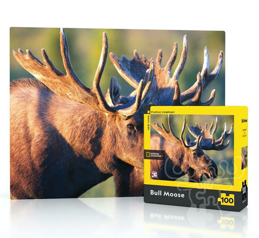 New York Puzzle Co. National Geographic: Bull Moose Mini Puzzle 100pcs RETIRED