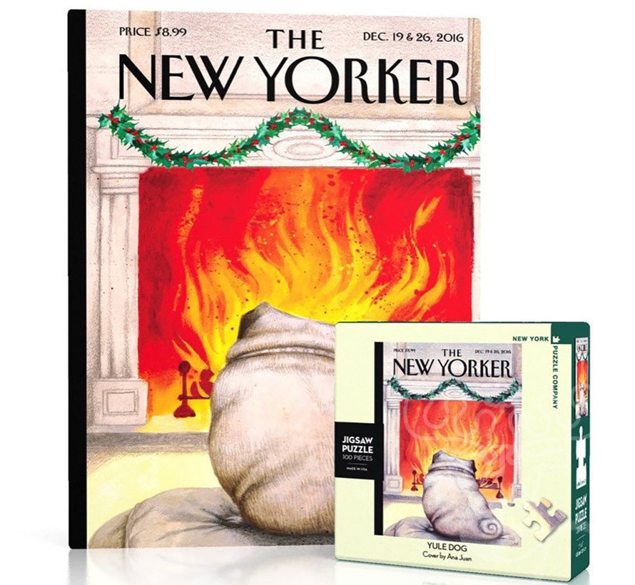 New York Puzzle Co. The New Yorker: Yule Dog Mini Puzzle 100pcs
