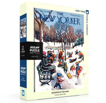 New York Puzzle Company New York Puzzle Co. The New Yorker: Sledding in the Park Puzzle 500pcs