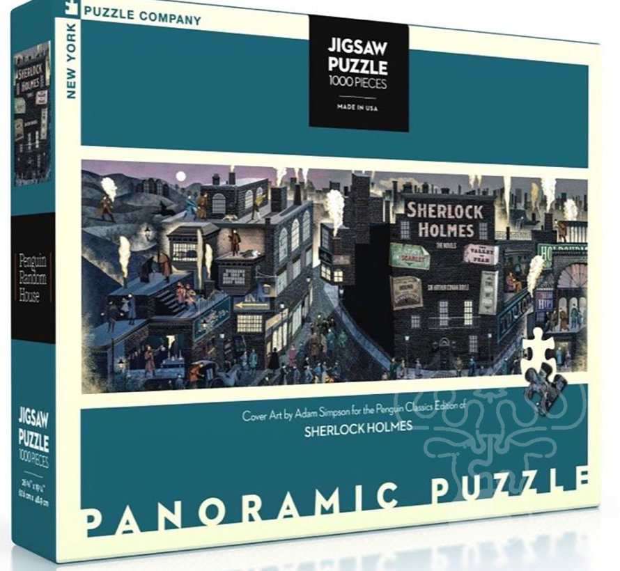 New York Puzzle Co. PRH Book Covers: Sherlock Holmes Panoramic Puzzle 1000pcs