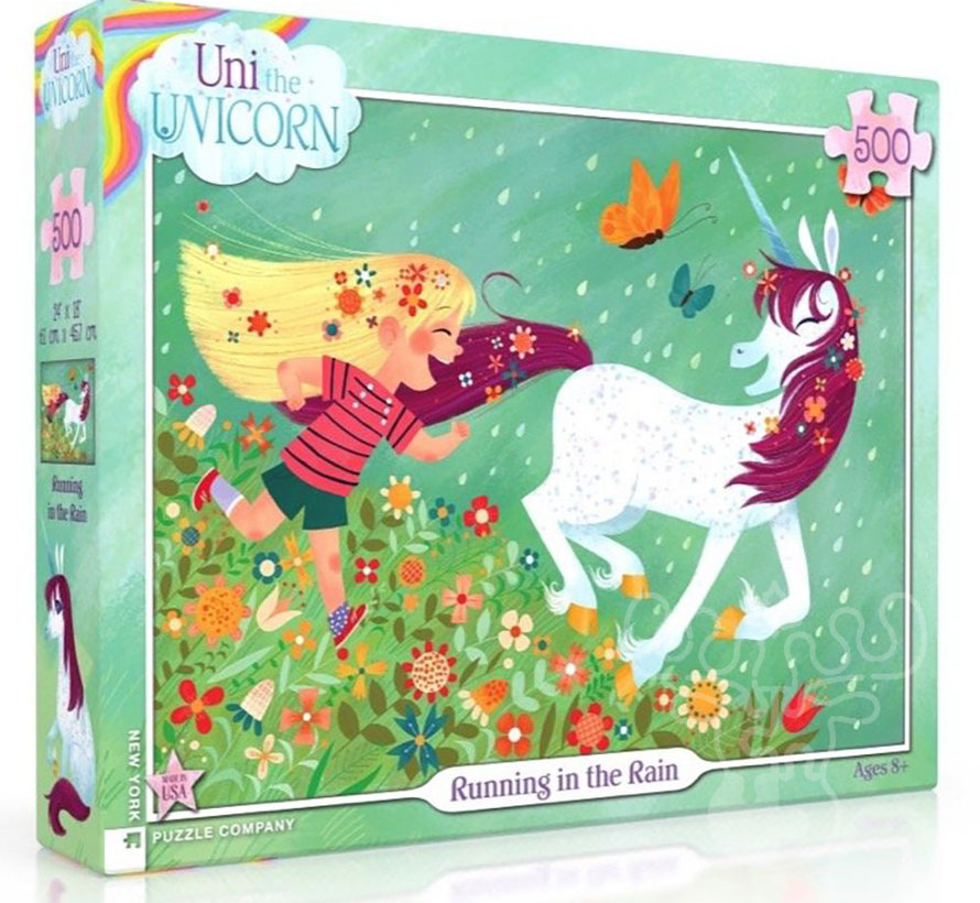 New York Puzzle Co. Uni the Unicorn: Running in the Rain Puzzle 500pcs