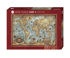 Heye Map Art The World Puzzle 2000pcs - Puzzles Canada