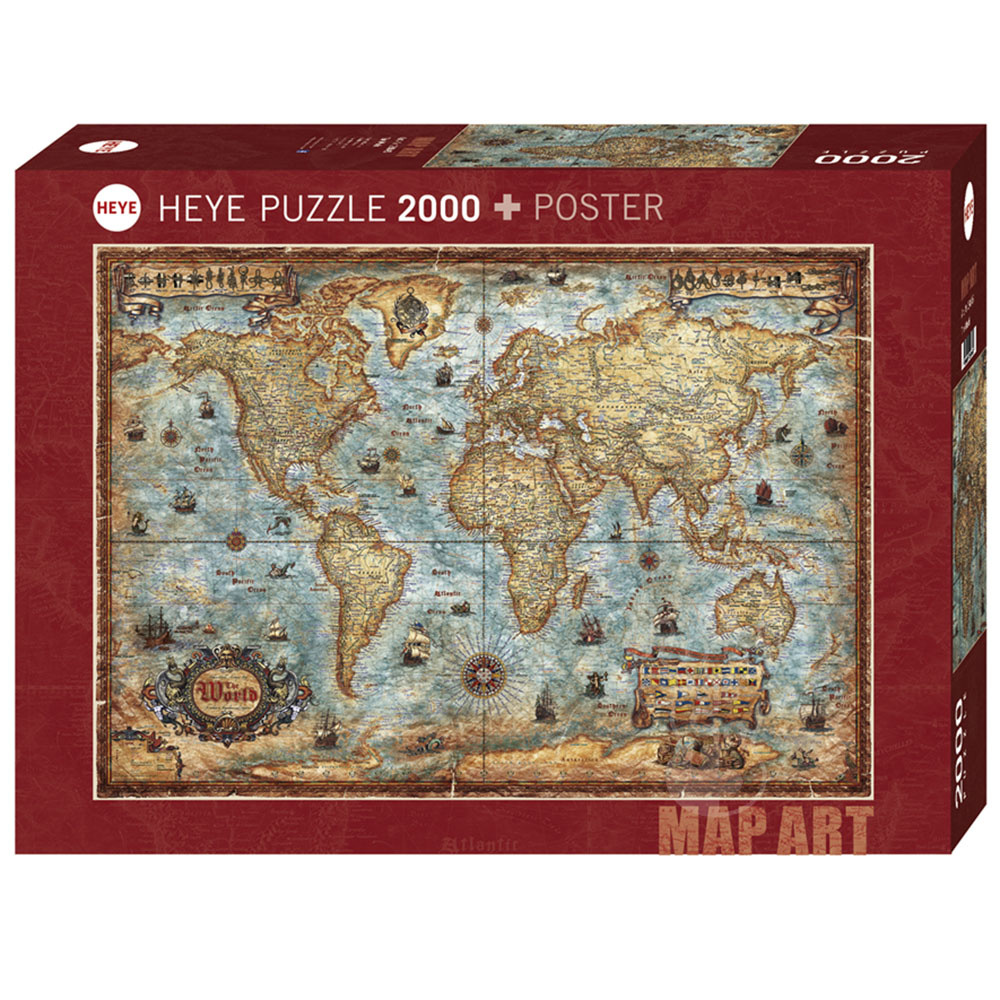 ジグソーパズル HEYE PAZZLE(2000piece) Map Art 29845 heye-heye-map-art-the-world-