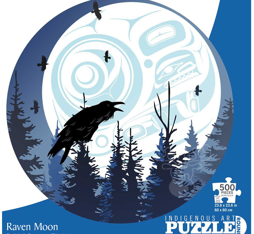 FINAL SALE Indigenous Collection: Raven Moon Round Puzzle 500pcs