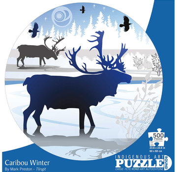 Canadian Art Prints Indigenous Collection: Caribou Winter Round Puzzle 500pcs RETIRED