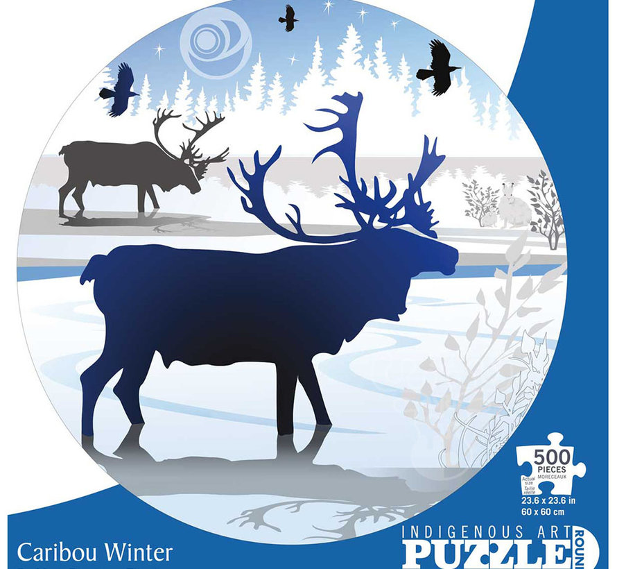 Indigenous Collection: Caribou Winter Round Puzzle 500pcs RETIRED