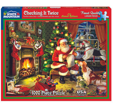 White Mountain FINAL SALE WMP Christmas White Mountain Checking It Twice Puzzle 1000pcs