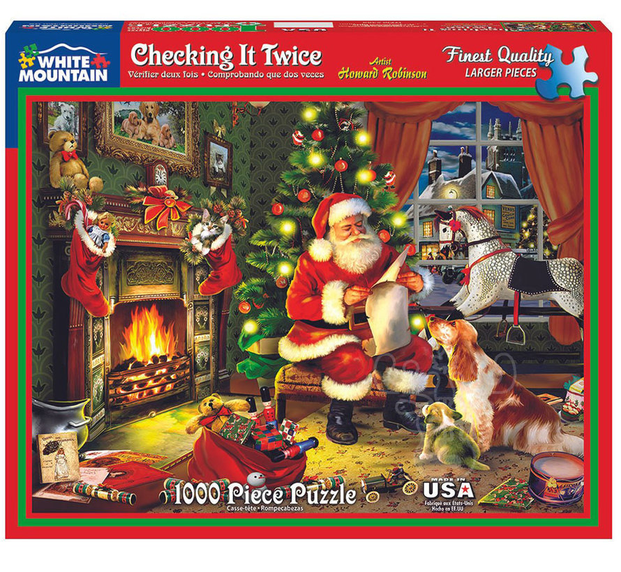 FINAL SALE WMP Christmas White Mountain Checking It Twice Puzzle 1000pcs