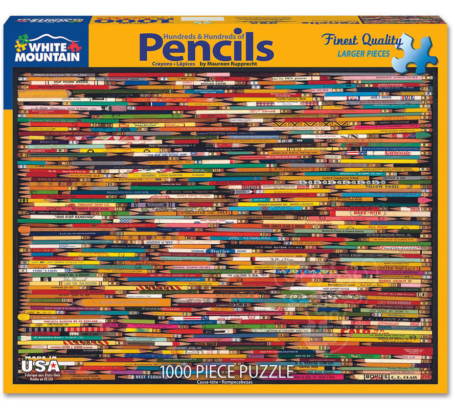 White Mountain Pencil Collage Puzzle 1000pcs