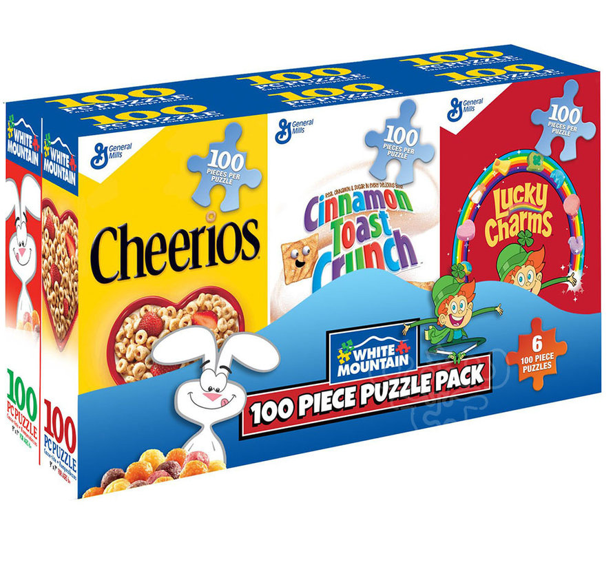 White Mountain Mini Cereal Boxes Mini Puzzle 6 x 100pcs