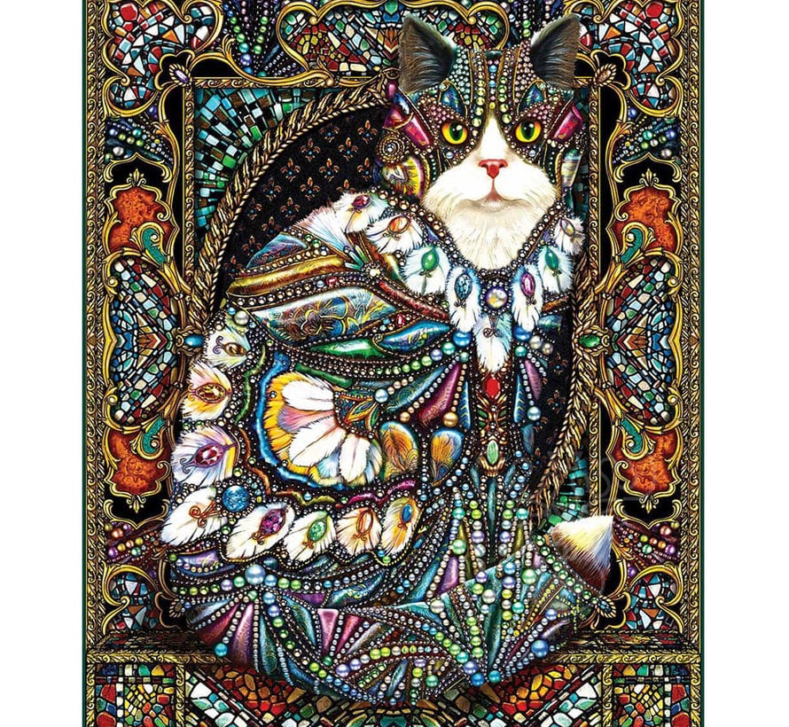 White Mountain Jeweled Cat Puzzle 1000pcs