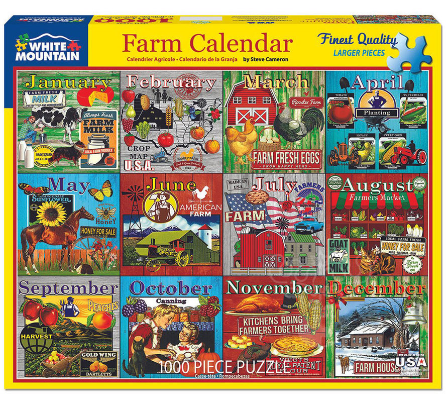 White Mountain Farm Calendar Puzzle 1000pcs