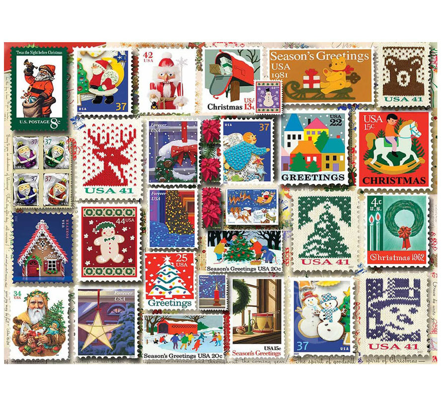 WMP Christmas White Mountain Christmas Stamps Puzzle 1000pcs