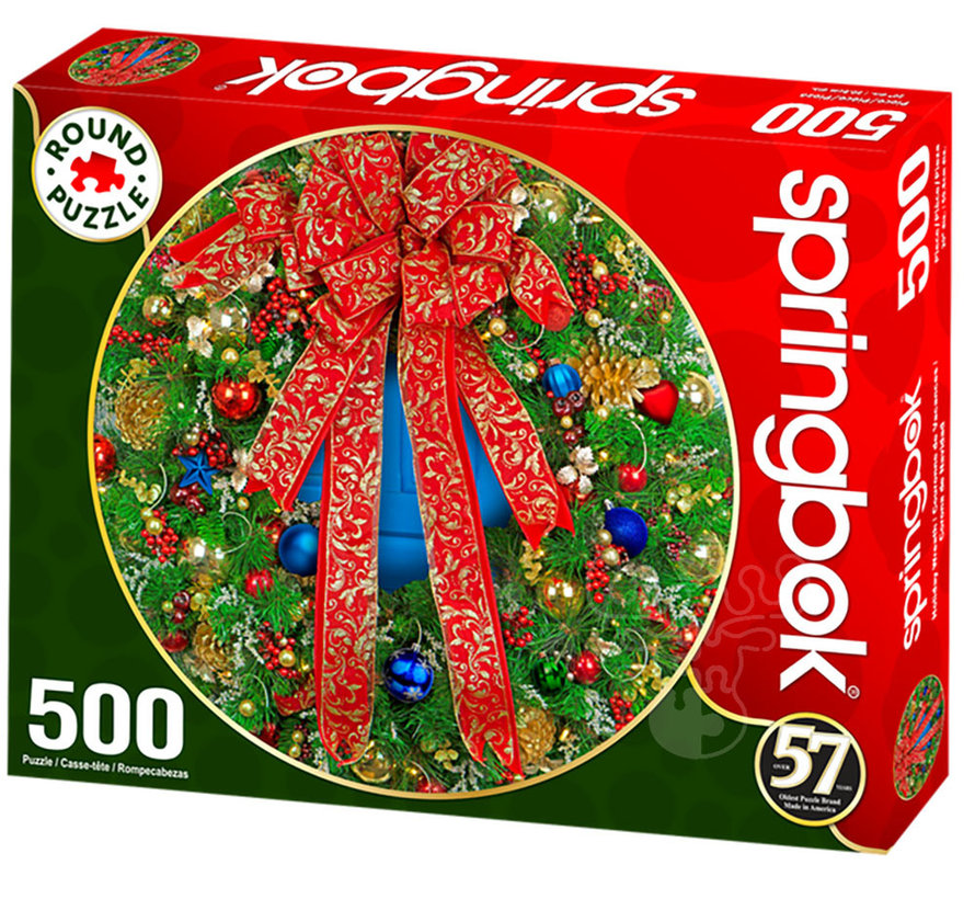 Springbok Holiday Wreath Round Puzzle 500pcs