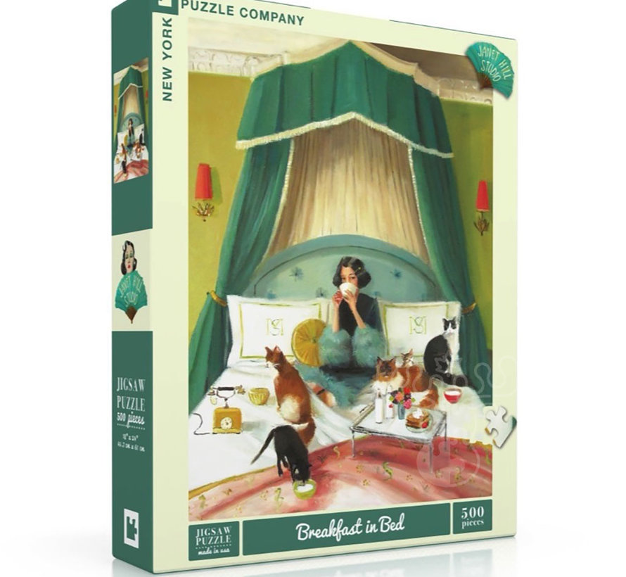 New York Puzzle Co. Janet Hill: Breakfast in Bed Puzzle 500pcs